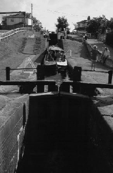 Llangollen canal locks and 
peaceful countryside